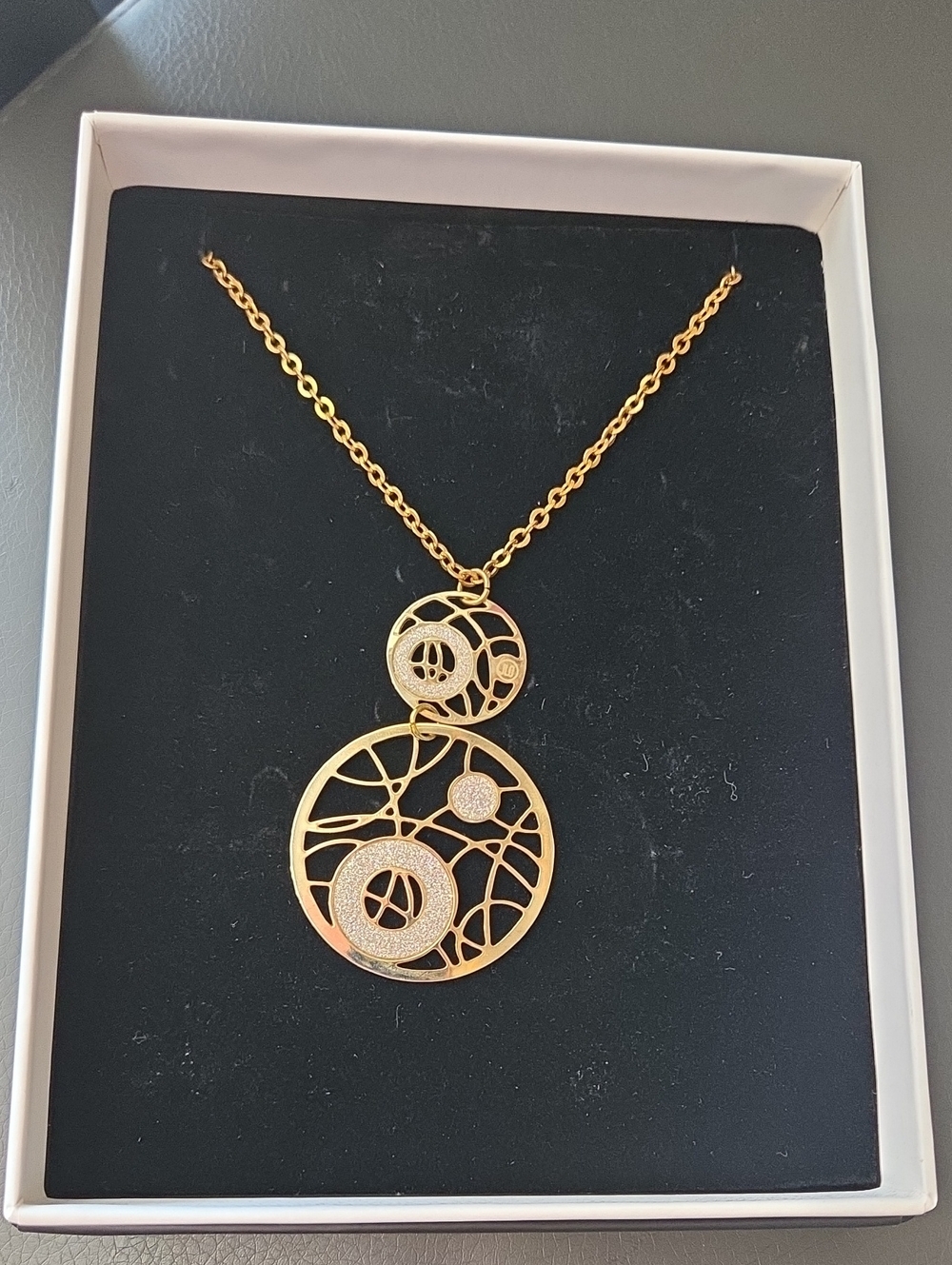 Jennifer Lopez Gold-Tone Openwork Double Circle Pendant Necklace